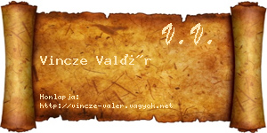 Vincze Valér névjegykártya